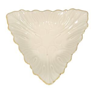 LENOX GOLD TRIM TRIANGLE TRINKET DISH RING JEWELRY DRESSER COASTAL BEACH DECOR